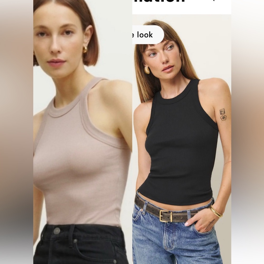 2 Reformation Black and Tan Tasha Tanks